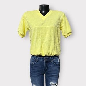 152 Vintage 70s NEW Ribbed French Terry Tee Womens Small V-neck Yellow Auction